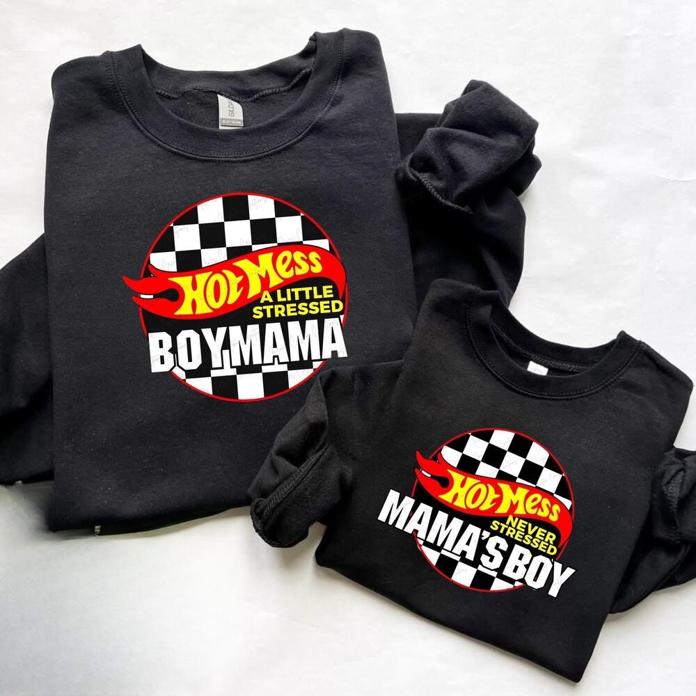 Matching Mom and Kid Sweatshirt Set Hot Mess a little stressed Gildan Sweatshirt